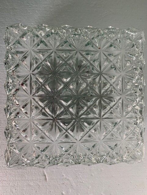 Ceiling lamp wall lamp square window in chiseled glass from the 60s and 70s