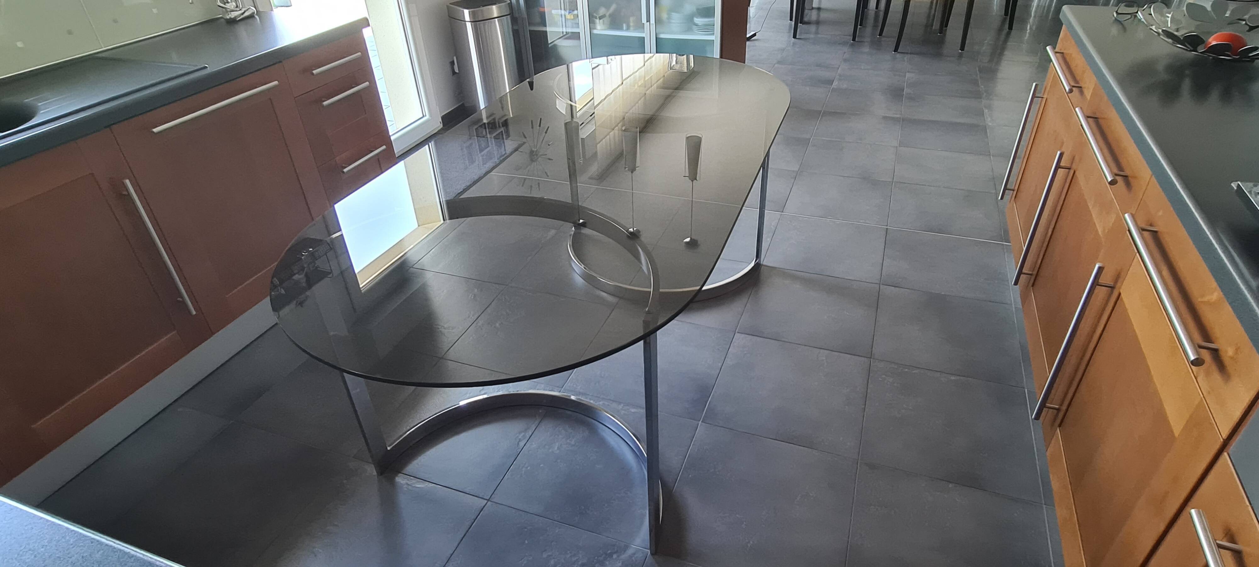 Vintage oval table 1970s by Boris Tabacoff