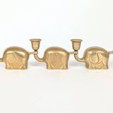 Trio of Elephant Parade Candlesticks | Brass | 1960s