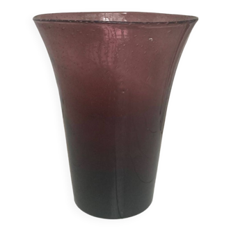 Vase en verre soufflé à la main / Vase en verre soufflé violet