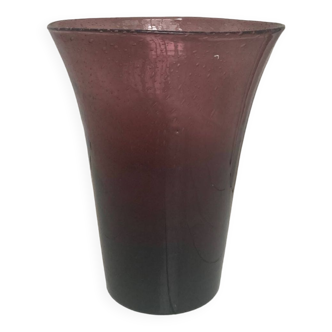 Glass handblown vase / Purple blown glass vase