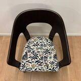 Set of 4 vintage wooden and fabric chairs, 1970