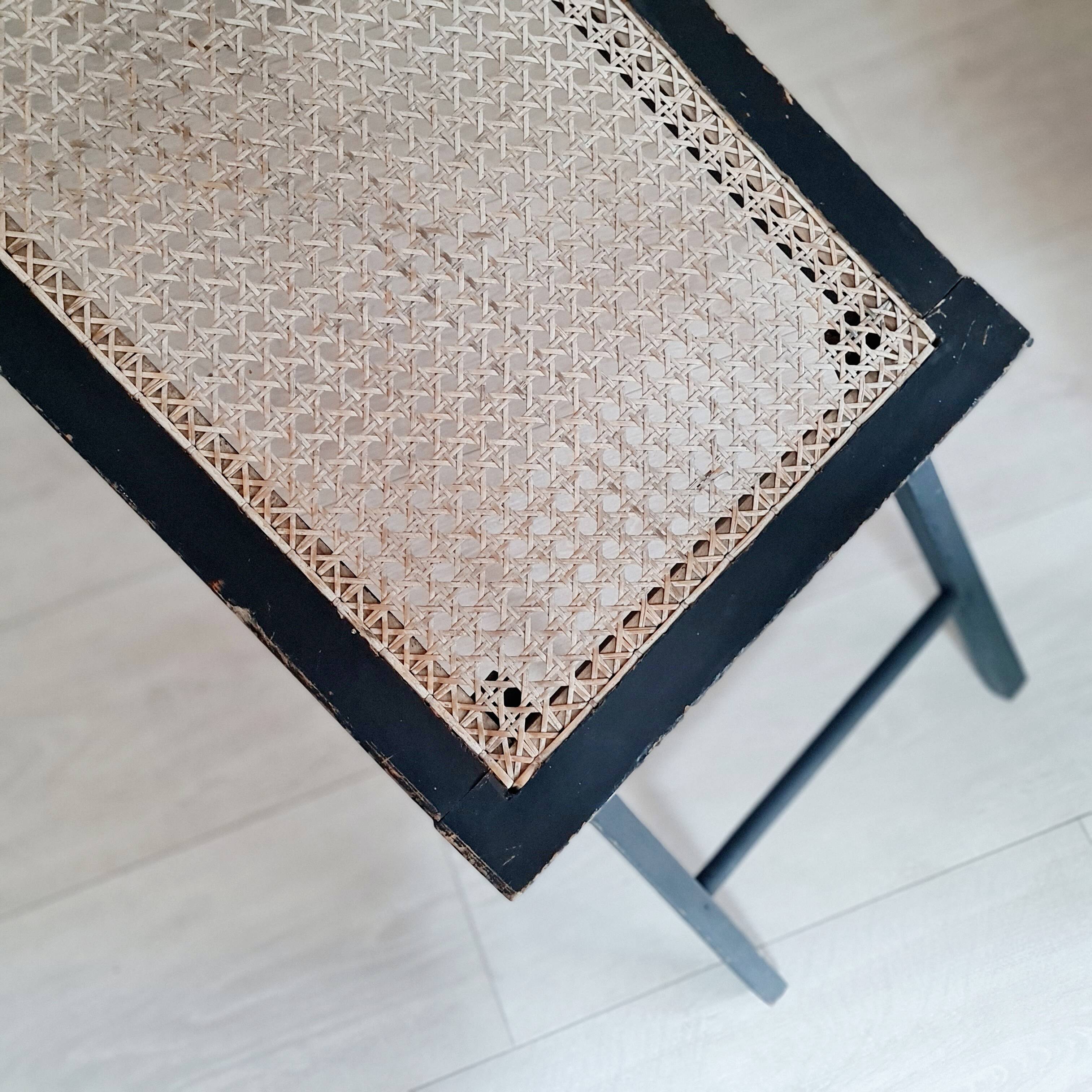 Transat ancien - chaise longue bois et cannage