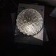 Small round wall light ceiling fixture in glass vintage diamond point.