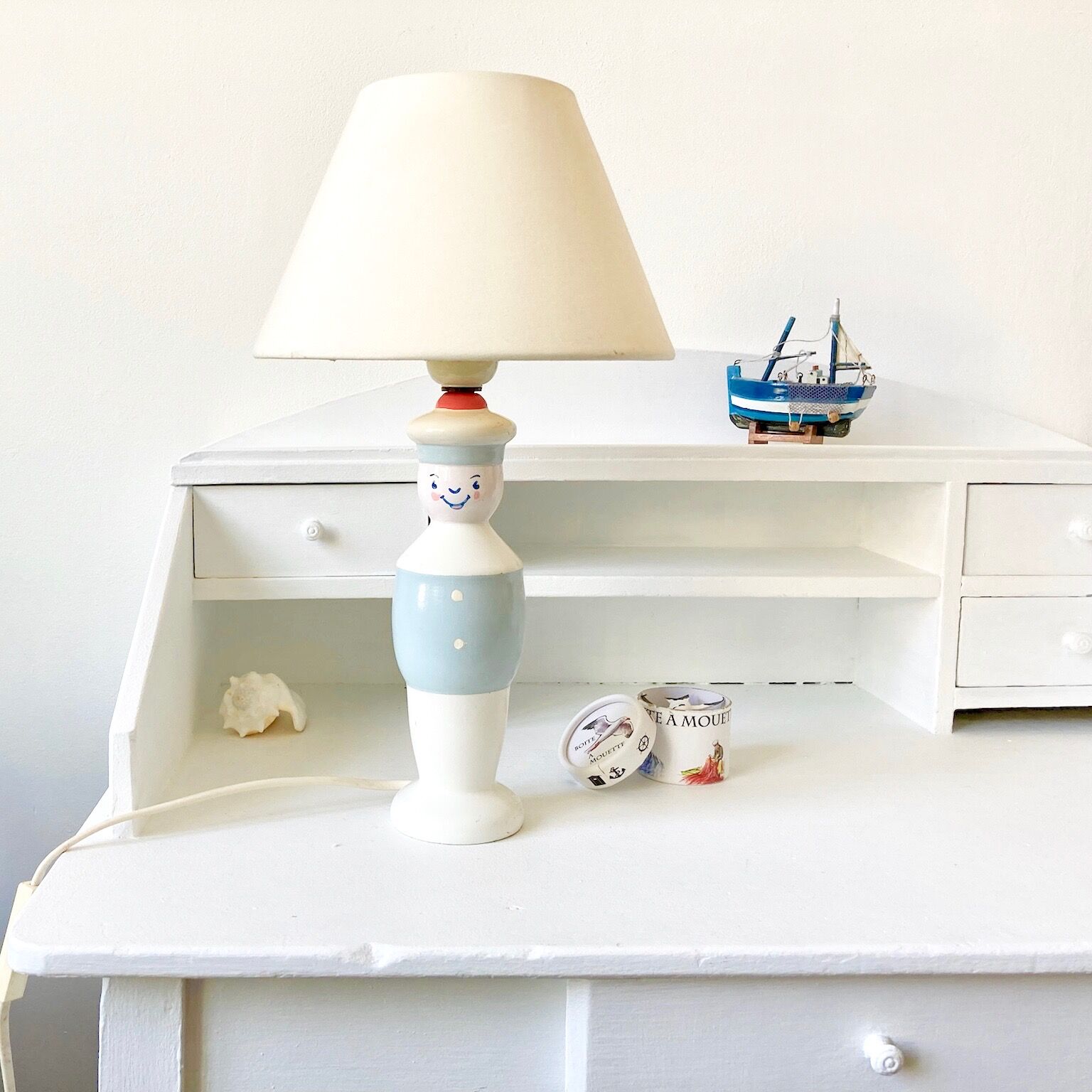 Lampe marin pied en bois