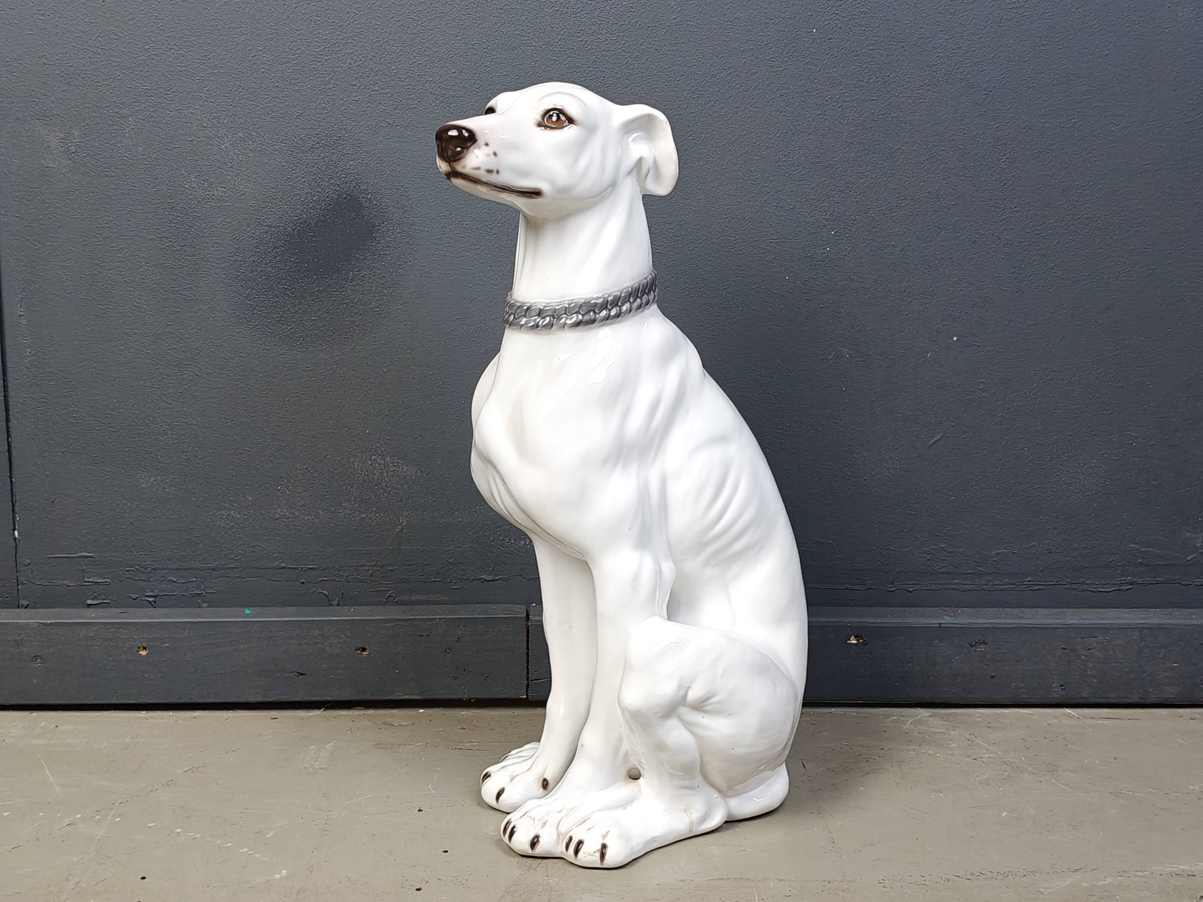 Sculpture de lévrier en céramique vintage, années 1960 - Italie