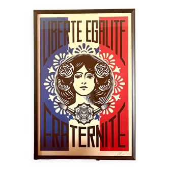 Lithograph shepard fairey (obey) - liberty equality fraternity