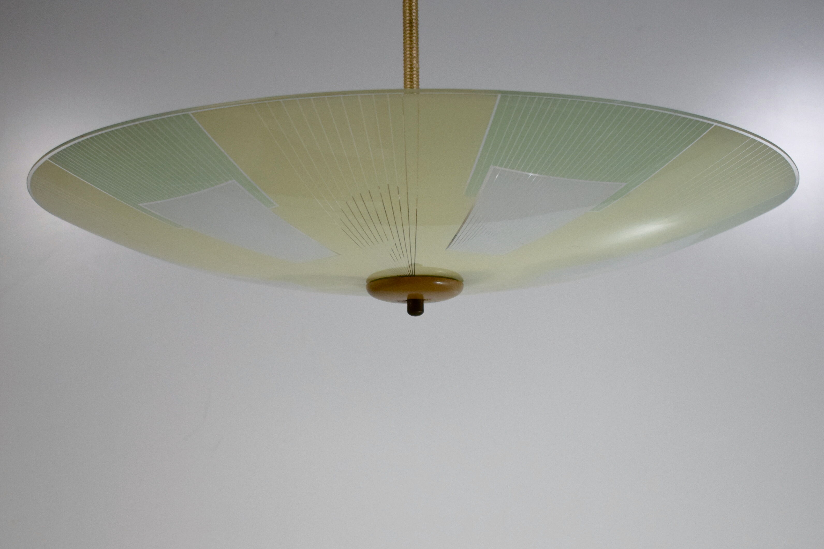 Vintage glass hanging lamp with colour patterns