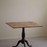Antique square table with drop leaves made of burl wood, handcrafted in Sweden, 19th century.