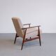 Fauteuil Henryk Lis Mid Century 1960 en Boucle Beige