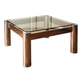 Square chrome and smoked glass coffee table, 1970