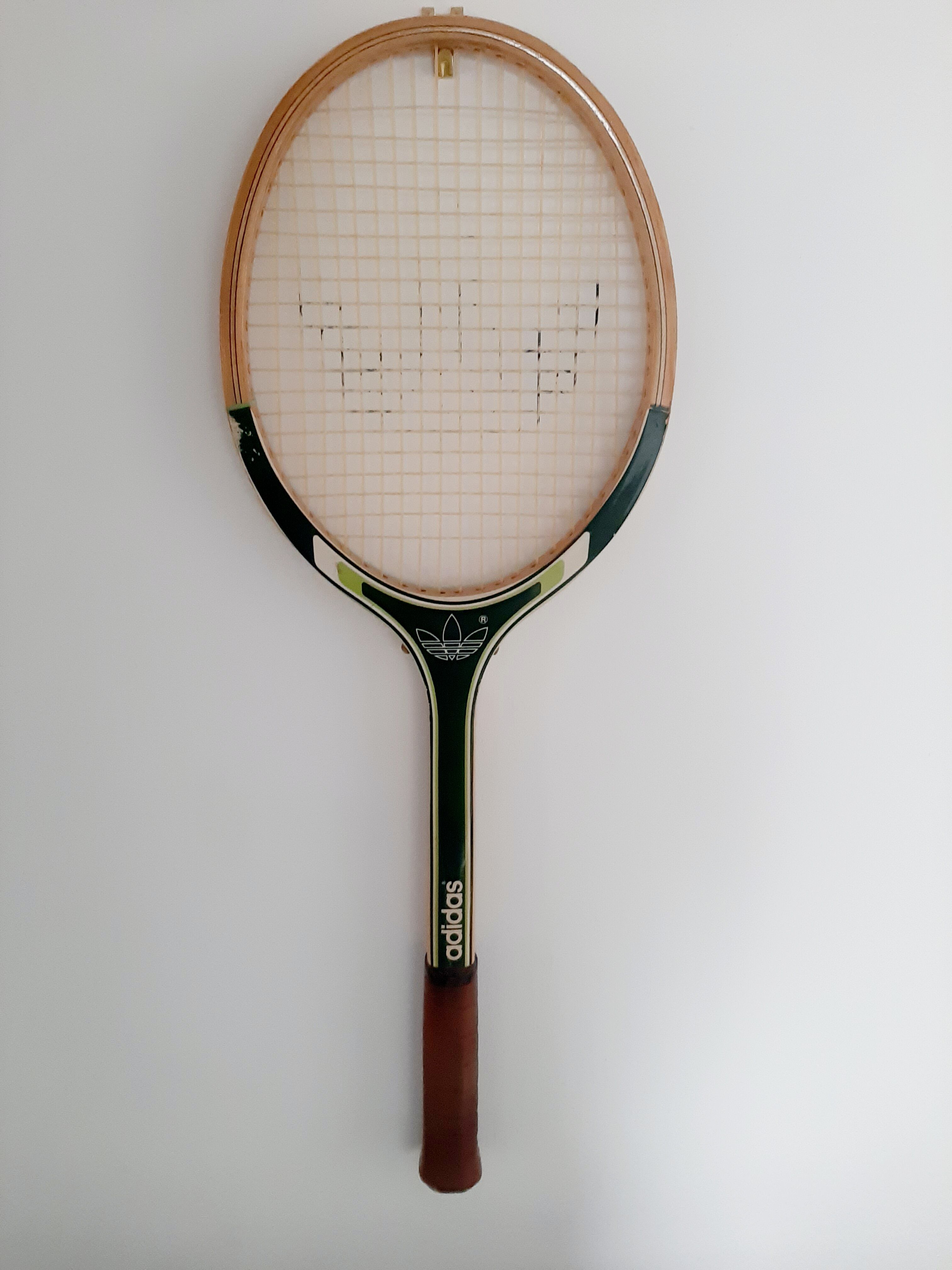 Vintage wooden tennis racket Biarritz Adidas