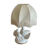 Lamp with two doves white ceramic