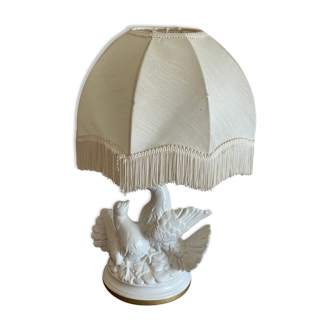 Lamp with two doves white ceramic