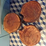 Trio of brutalist tripod stools