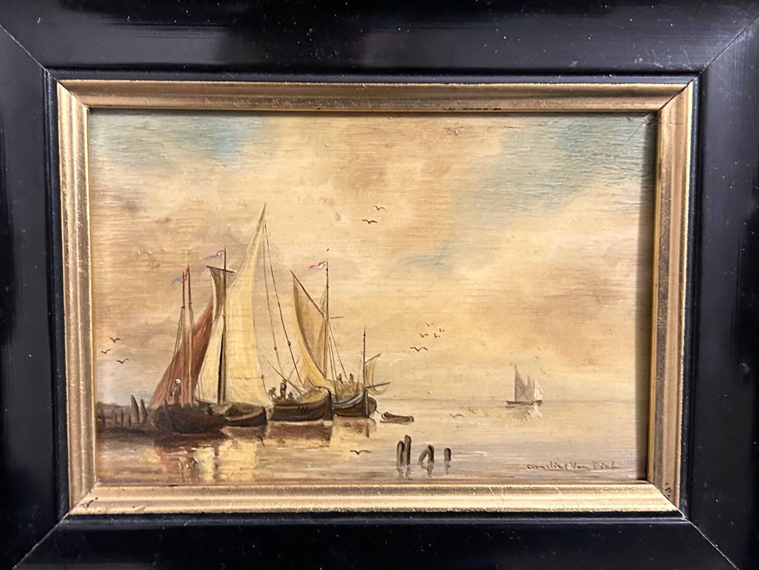 Dutch School From the 20th Century. Marines. Pair of signed oils on panels.