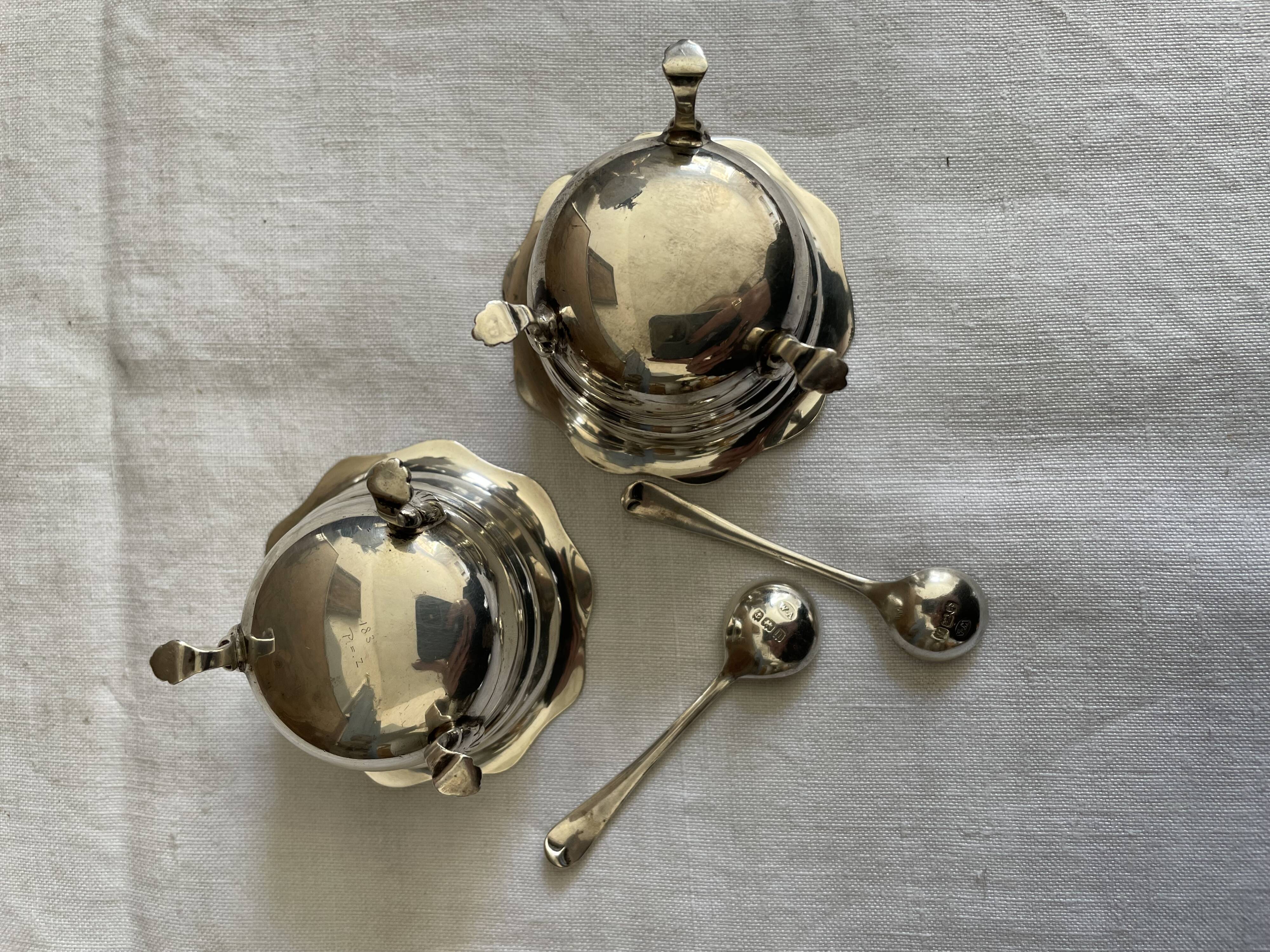 Pair of silver salt shakers
