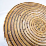 Bohemian plant stand or side table in rattan and bamboo - 1960s