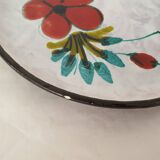 Ceramic plate with floral pattern signed Le Brescon A Martin (Vallauris)