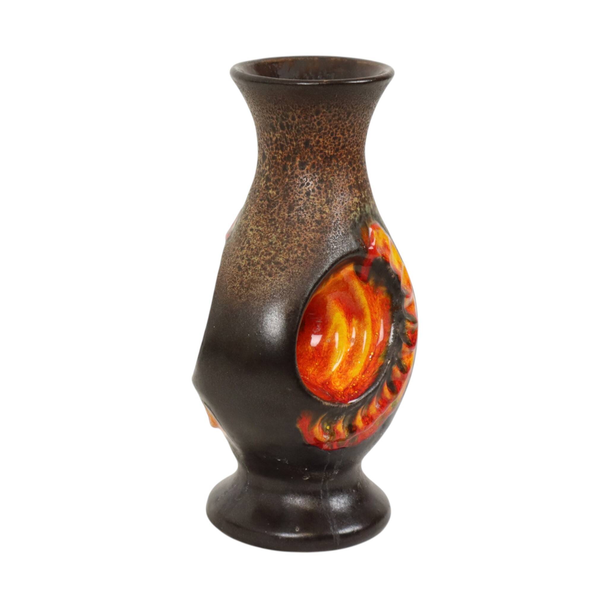 Rare Orange Fat Lava Vase West Germany Walter Gerhards 26cm