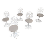 Sculptural Wrought Iron Garden Chairs with Tree Design 1950s Set of 5