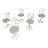 Sculptural Wrought Iron Garden Chairs with Tree Design 1950s Set of 5
