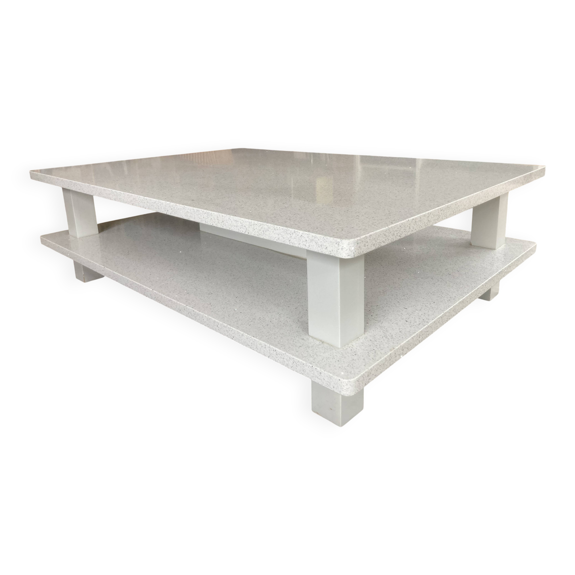 Design coffee table with double top Quartz