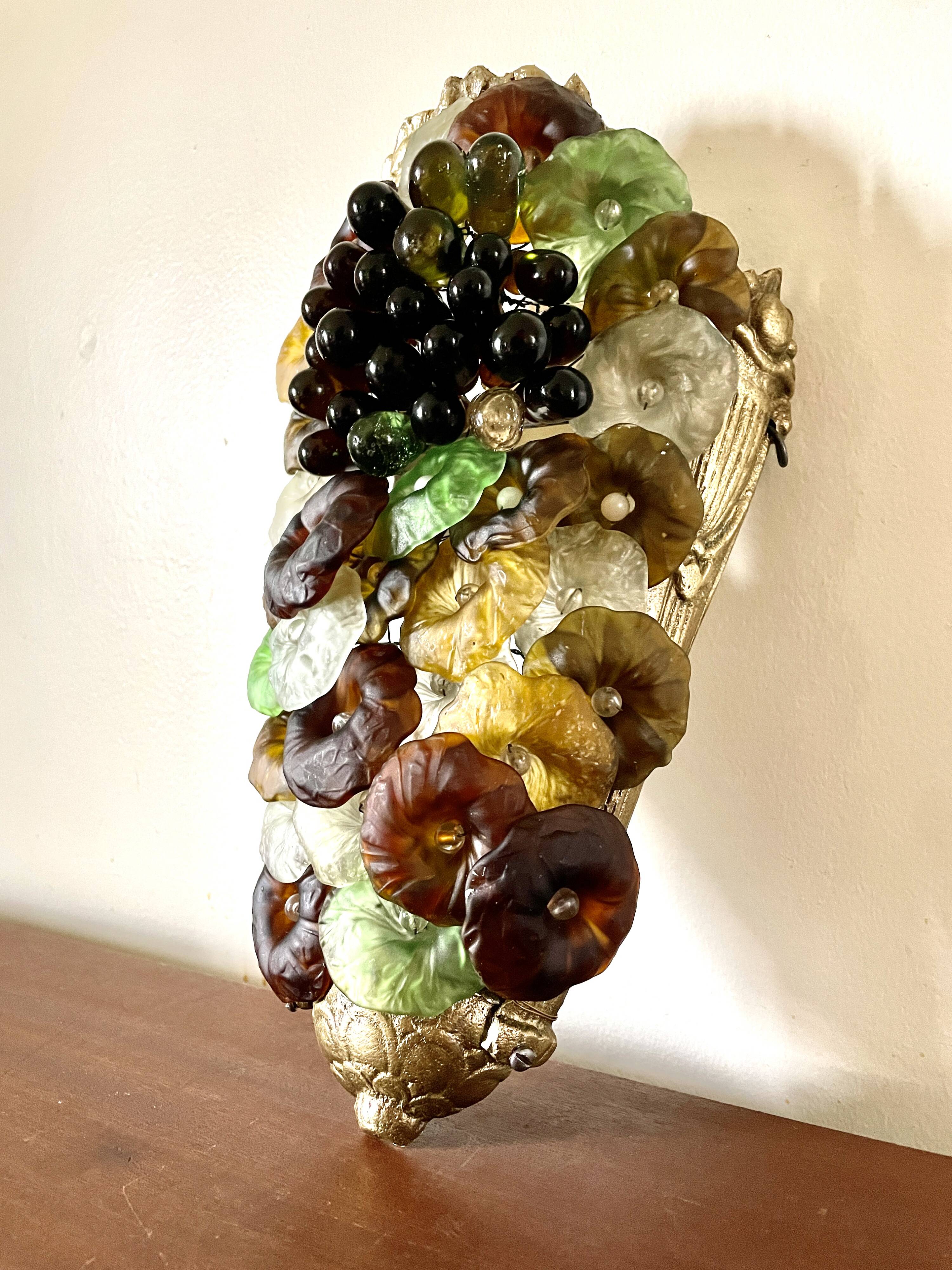 Art Nouveau wall light, Murano glass 1900