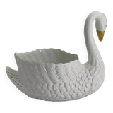 Vintage white and gold ceramic swan planter