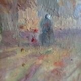 Oil on panel Woman and child in the alley of Chiffonny