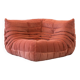 Coral corduroy Togo corner chair by Michel Ducaroy for Ligne Roset