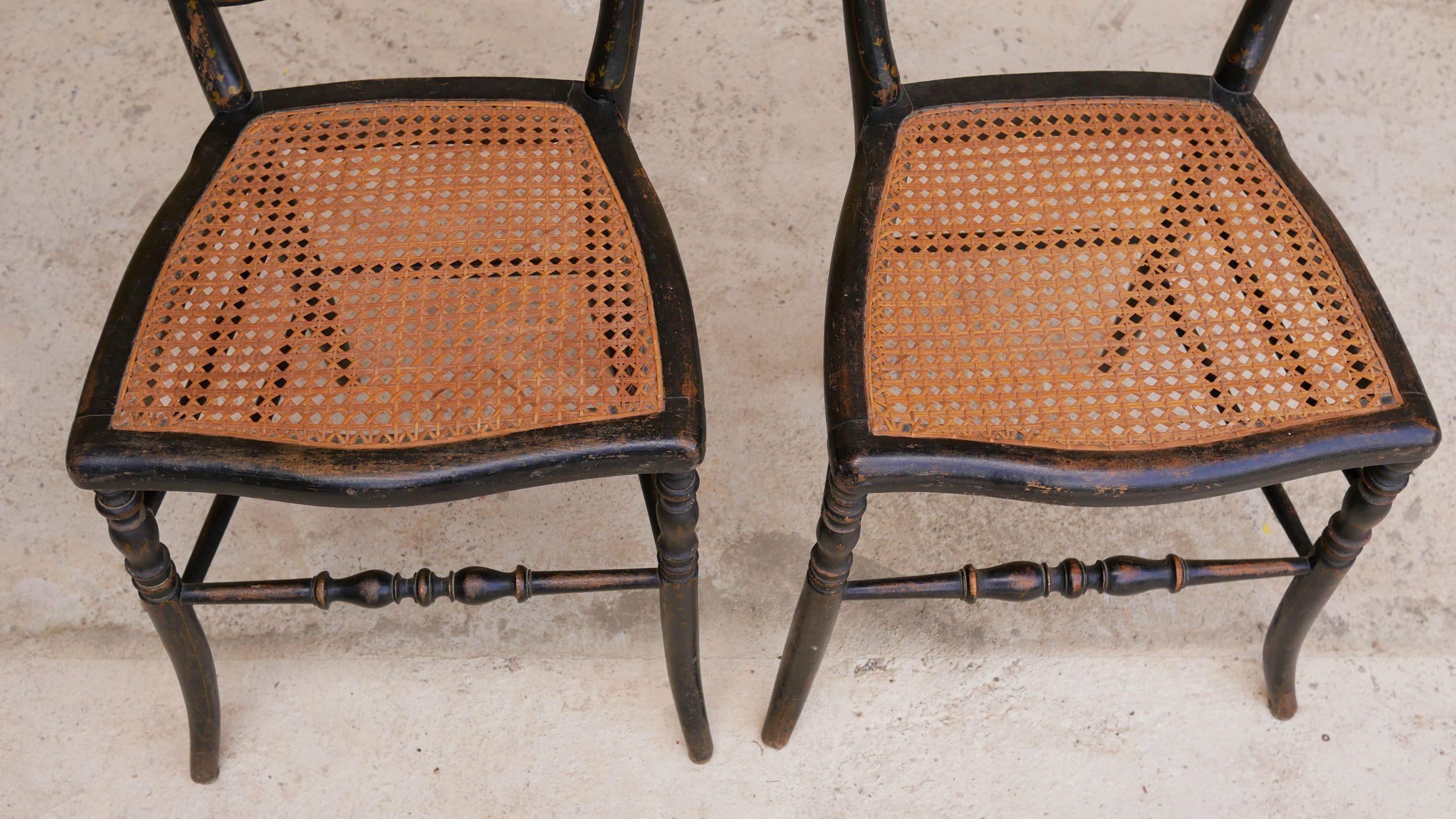 Napoleon III wooden and canning chair, 1920s