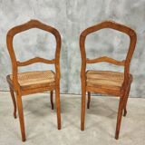 Set of antique French chairs dining chairs webbing and beech