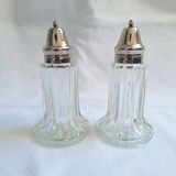 Salière et Poivrière en verre et métal