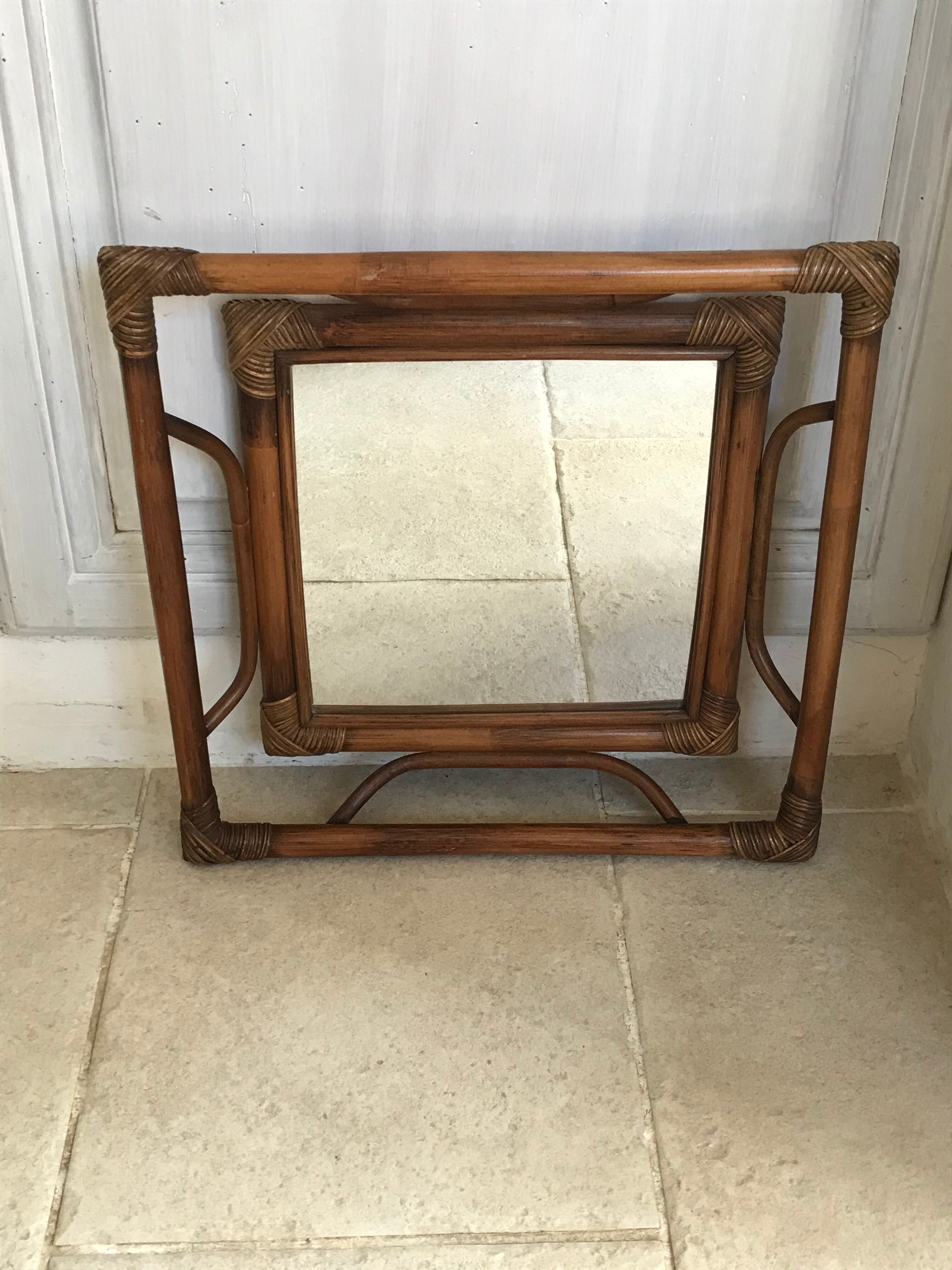 Vintage rattan mirror  41x41cm