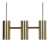 Rare lampe suspendue "Cylinder III" par Jo Hammerborg pour Fog & Mørup / années 1960 / design danois moderne du milieu du siècle / Teck / Laiton