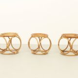 Set of three 1970s rattan stools, Spain.