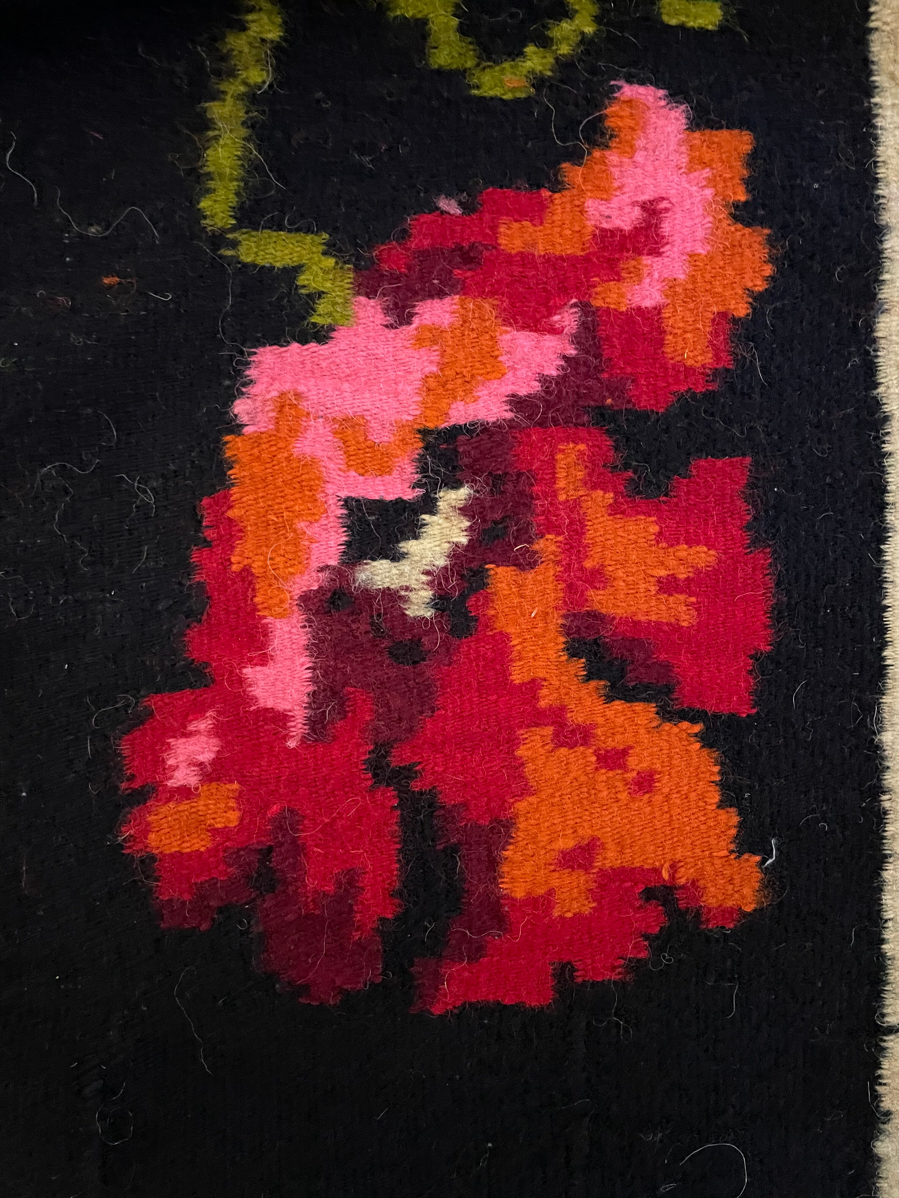 Tapis de laine roumain avec coquelicots et épis de blé, 250x160 cm