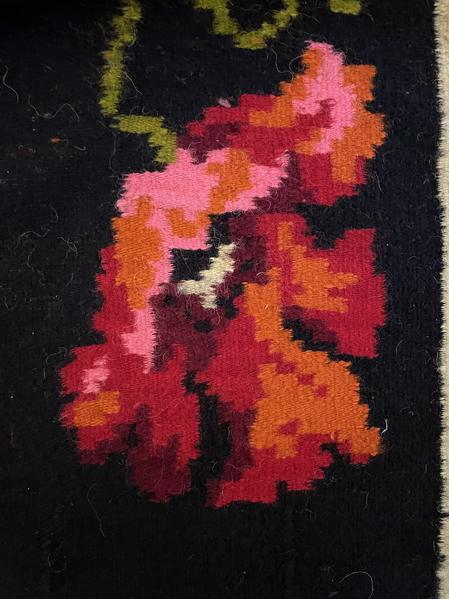 Tapis de laine roumain avec coquelicots et épis de blé, 250x160 cm