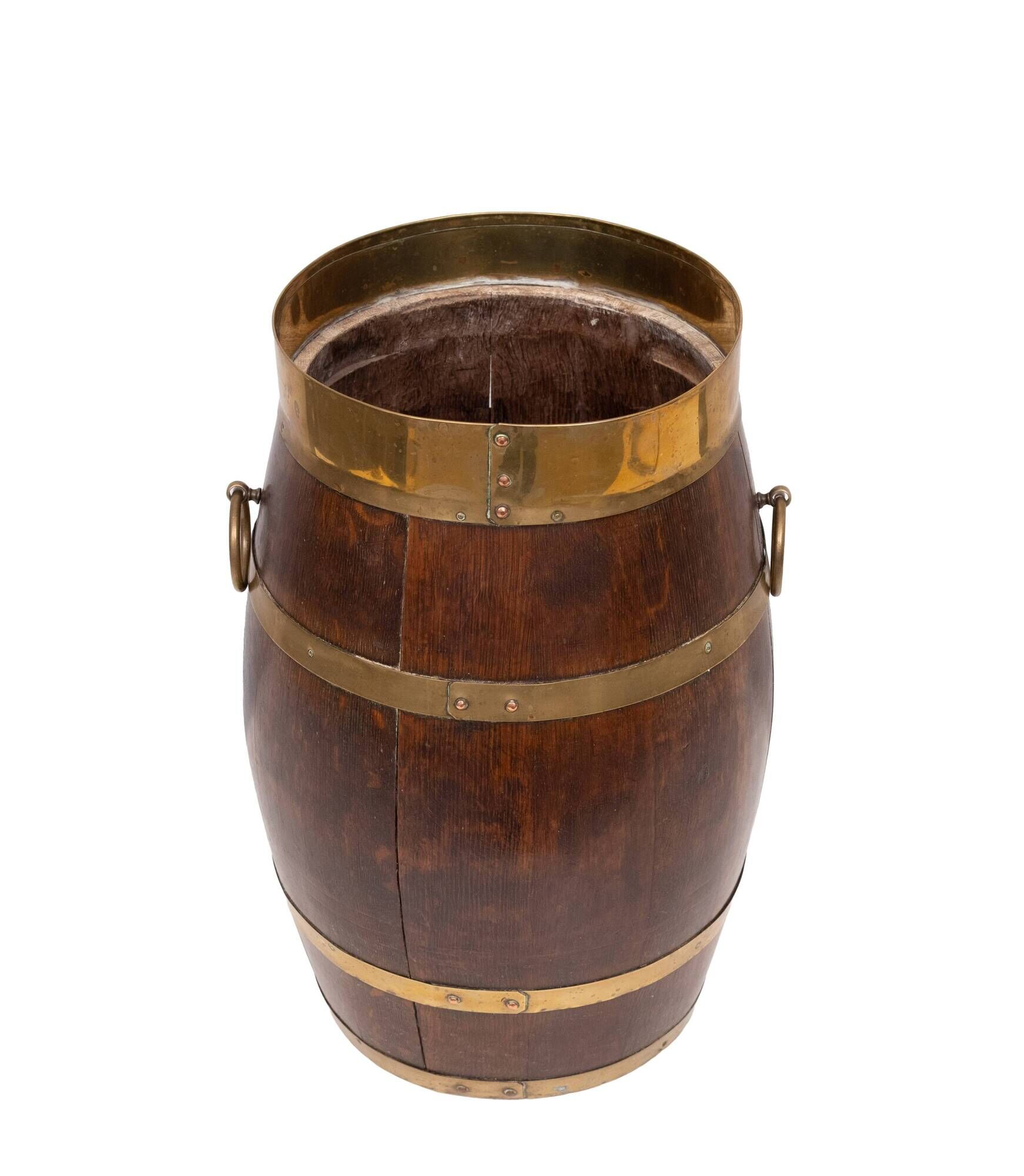 Antique Coopered Hallway Barrel, Dutch , Oak, Brass, Stick, Umbrella, Stand