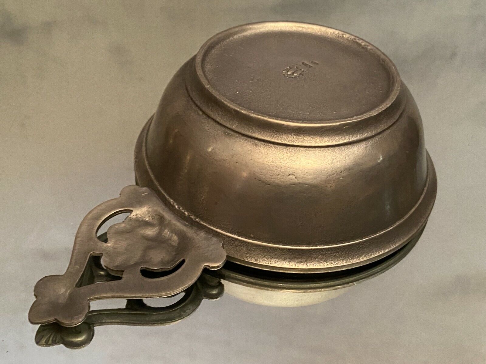 Regency style pewter bowl cup with handle