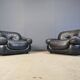 Set of black leather lounge chairs by Sapporo for Mobil Girgi, 1970s