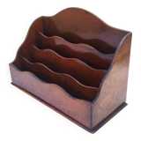 Varnished wooden letter holder vintage office accessory