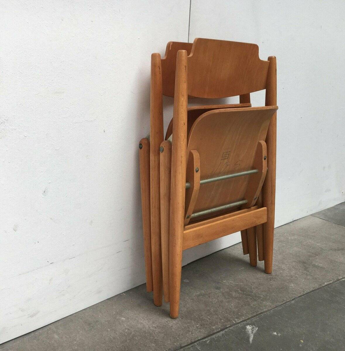 Set of folding chairs for children SE 18 German mid-century by Egon Eiermann for Wilde+Spieth, 1950s