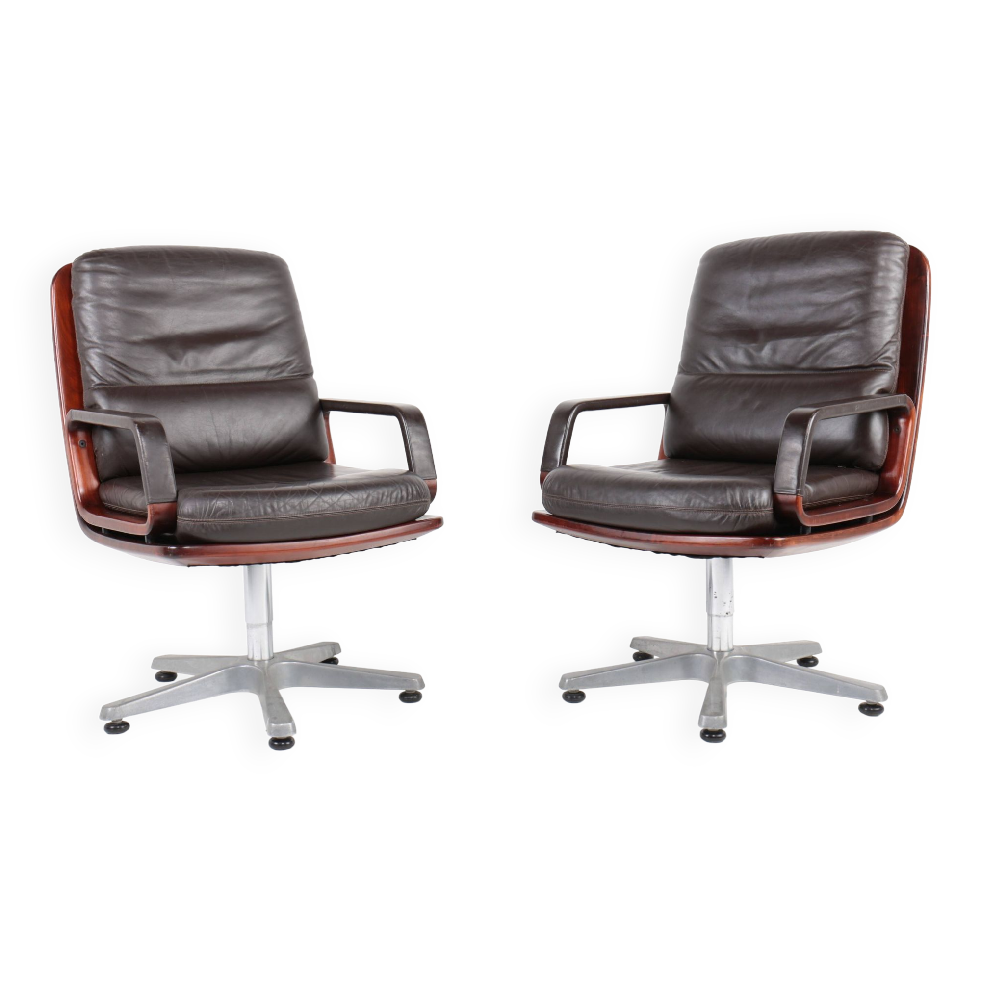Pair of leather visitor armchairs by Eugen Schmidt