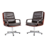 Pair of leather visitor armchairs by Eugen Schmidt