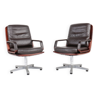 Pair of leather visitor armchairs by Eugen Schmidt