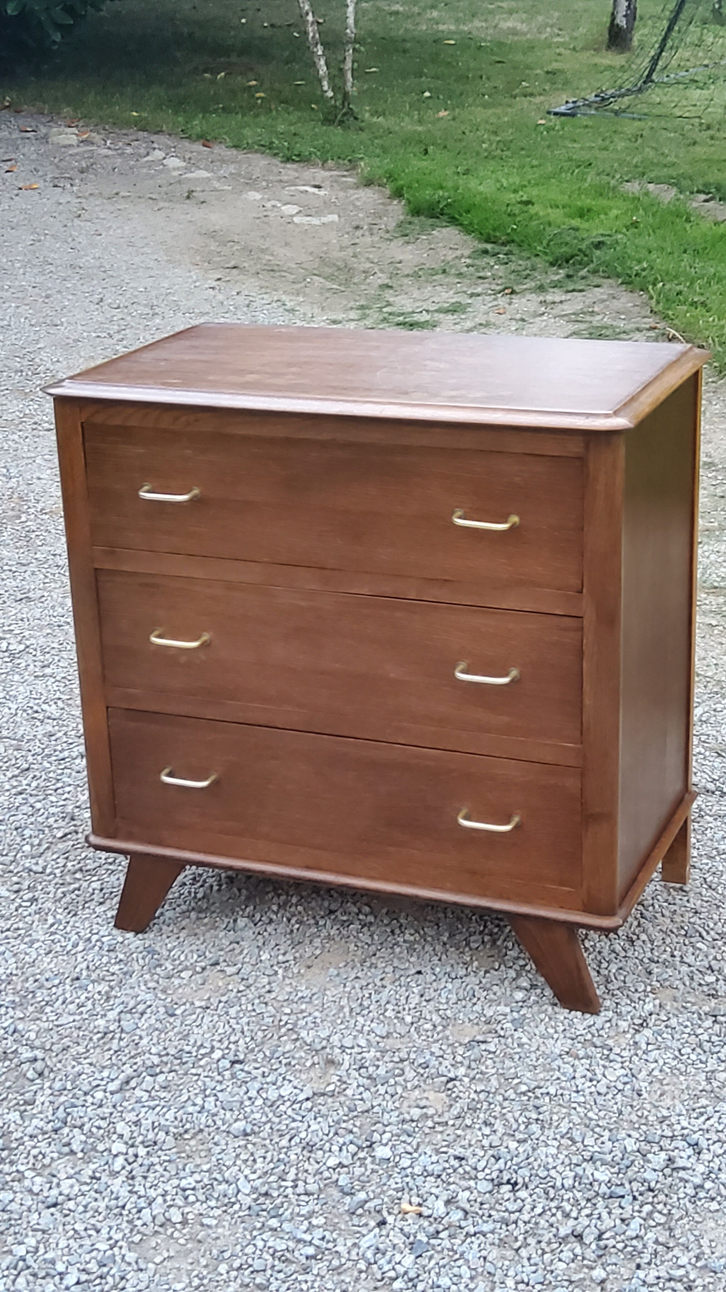 Vintage oak chest of drawers legs compass 3 drawers from the 50s