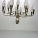 Italian mid-century modern brass and opaline glass chandelier, 1960