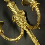 Large Louis XVI style ram's head and urn wall lamp - gilded bronze